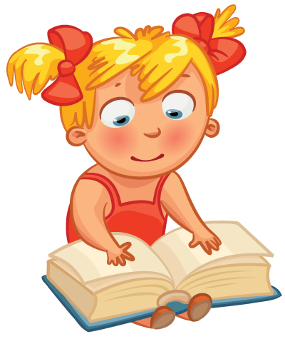 cartoon girl reading